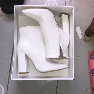 white pointed toe booties